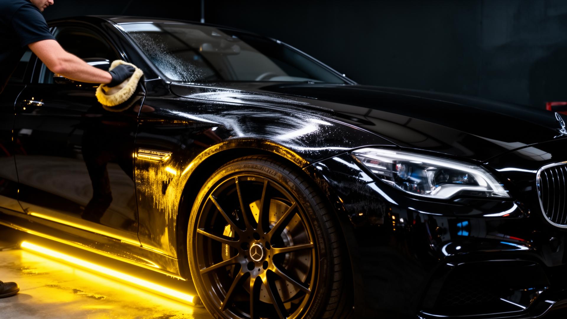Carro preto polido após reparação Jocar